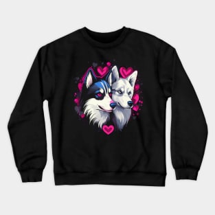 Siberian Husky Couple Valentine Crewneck Sweatshirt